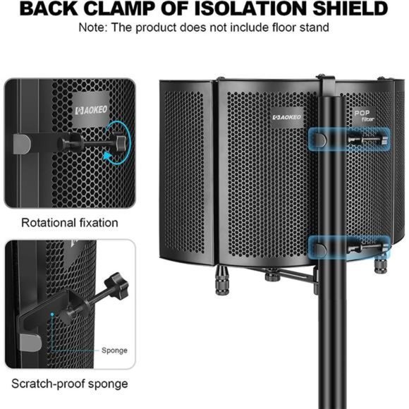 Studio Recording Microphone IsolationShield,Pop Filter.Highdensity absorbentfoam - Picture 3 of 6